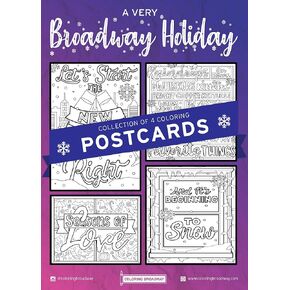 Coloring Broadway - A Very Broadway Holiday Coloring Postcards (Set of 4), Broadway Musical Merchandise, Card Stock (5" x 7"), Ideal Gift for a Broadway Theater Lover