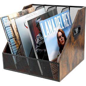 Vinyl Record Storage, Vinyl Record Holder Display, Magazine Holder Rack, File Storage Basket for Letters, Magazines, Books, Newspapers - Wooden Crate Box Storage Organizer Box for Desk and Shelves