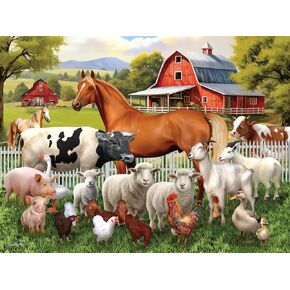 Ceaco - Tom Wood - Farm Animal Friends - 300 Oversized Piece Jigsaw Puzzle