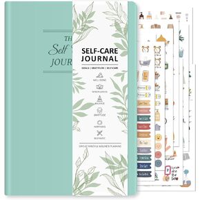 Mental Health Journal, 90-Day Self Care Journal with Prompts, 5 Minute Journal/Gratitude Journal with 484 Self-Care Sticker (Dark Green)