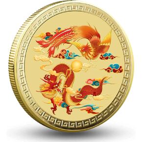 Chinese Dragon and The Phoenix Bring Prosperity Lucky Coin - Lottery Ticket Scratcher Tool - Good Luck Charms