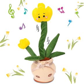 Cuteoy Talking Tulips Plush Toy Repeats What You Say Dancing Walking Mimicking Twisting Stuffed Animal Musical Electric Interative Christmas Birthday Girls Boys Flowers Gifts