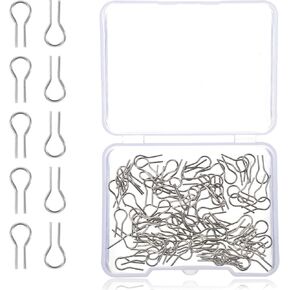 100Pcs High Temperature Nichrome Wire Jump Rings, R-Shaped Hanging Burning Needle with 1 Plastic Storage Box, Nichrome Hooks for DIY Pendant Ceramic Bead Ornaments Porcelain and Fusing in Glass
