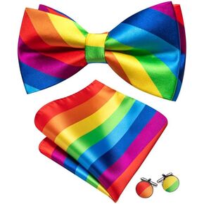 Barry.Wang Bow Ties for Men Paisley Floral Pre-tie Tuxedo Bowtie Set with Handkerchief Cufflinks Wedding Party