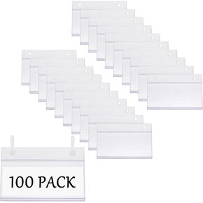 Biaungdo 100 PCS حاملي ملصقات سلة ، ملصق رف الأسلاك الصافية Holde Holde Plastic Display Price حامل علامة علامة مع Double Snقط