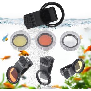 Fish Photography Lens, 3Pcs Filter Lens Underwater Photography Lens Diving Lens Fish Eye Camera Lens for Phone Reef Lights for Coral Fish Tank Seawater Aquarium
