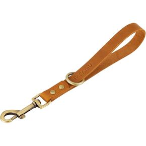 Short Dog Leash Traffic Dog Leash 10" Dog Leash Leather Short Dog Lead for Training Control Dog Grab Tab with 360° Heavy Duty Clip for Daily Walk Training (5/8" x 10", Crazy Horse Leather)