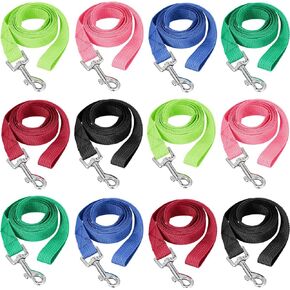 12 Pieces Long Training Leash for Dogs Bulk Nylon Puppy Chain Leash for Small Medium Large Dogs 3/4 Inch Puppy Traction Rope for Training Playing Camping Backyard (5 Feet)