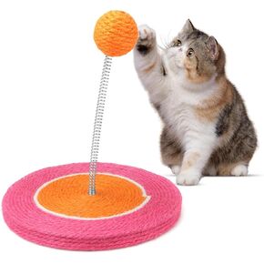 JAKPAK Cat Toy with Ball Interactive Cat Scratcher Toy Cute Cat Tumbler with Sisal Rope for Cat Scratcher Cats Kitten Supplies Fun and Entertaining for Cats of All Types and Sizes (Pink)