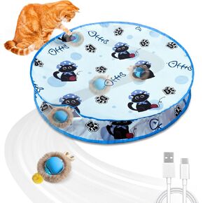 Interactive Cat Toys for Indoor Cats Automatic Motion Activated Moving Ball Hide and Seek Game for Indoor, Cat Balls with 28 Inch Play Mat