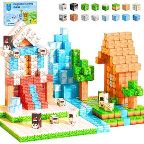 136 Pcs Magnetic Blocks Building Set, Toys for 3, 4, 5, 6, 7, 8, 9 + Years Old Boys & Girls STEM Sets Toys, Magnet World Sensory Construction, Landscapes Toy Set, Magnet Cubes