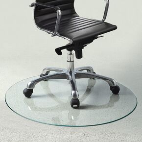 Glass Chair Mat for Hardwood or Carpet 36" Inch | Round Flat Edge 1/4" Thick Clear Tempered Heavy Duty Glass Mat for Office or Home with Effortless Rolling and Easy Clean by Fab Glass and Mirror