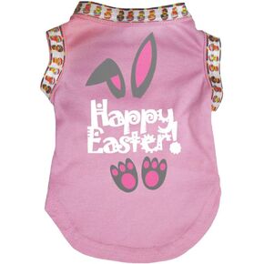 Petitebella Happy Easter Bunny Ears Feet Puppy Dog Shirt (Pink, X-Large)