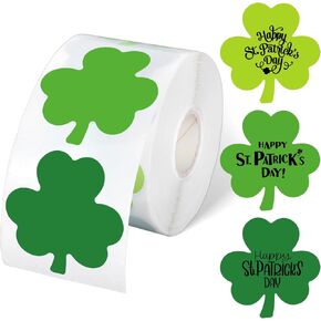600 Pcs 2 Inch St. Patrick's Day Shamrock Direct Thermal Labels Irish Clover Shape Label Stickers Gradient Green Self-Adhesive Printer Decals for DIY Name Tag Logo Design