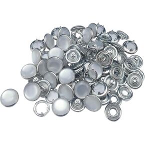 JAUEIVR Snap Fasteners - 100 Sets 10mm Pearl-Like Prong Snap Buttons for Sewing Crafting (White)