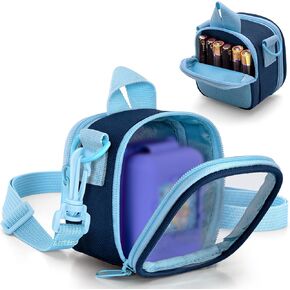 LoDrid Travel Carrying Case Compatible with Bitzee Interactive Toy Digital Pet, Storage Bag with Adjustable Shoulder Strap for Virtual Electronic Pets and Accessories, Blue, Bag Only