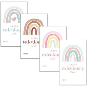 Valentines Day Gift Tags Stickers, 40 Boho Rainbow Valentine's Day Stickers for Kids, Self Adhesive Happy Valentine's Day Labels for Valentine Gift Decoration-A02