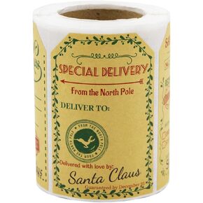 Christmas Gift Tag Stickers 200pcs Christmas Kraft Label Santa Gift Stickers for Envelope North Pole Gift Tags from Santa Party Favors Wrapping Label 3" x 2"