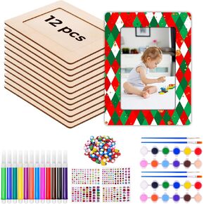 Usongshine 12Pcs DIY Unfinished Wooden Picture Frames Picture Frame Painting Craft Kit for 4 * 6 Photo (Square