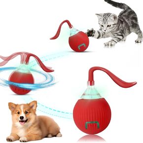 لعبة Jakpak Cat Toys Toy Cat Dog Cat للقطط الداخلية والكلاب Smart Bird النيمة والكرة السريعة تحرك على لعبة كرات القطة التلقائية السجاد للقطط والكلاب الداخلية بالملل (الأحمر)