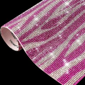 Tenare 12000 Pieces Bling Crystal Rhinestones Sticker with 2 mm Rhinestones DIY Car Decoration Self-Adhesive Glitter Crystal Gem Stickers, 9.4 x 7.9 Inch(Rose Red)
