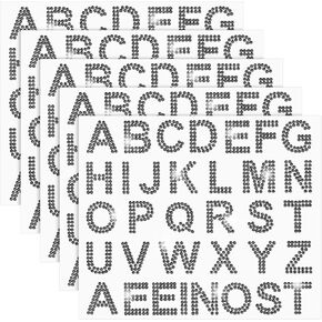 170 Pcs Black Rhinestone Letter Stickers, 5 Sheets 34 Letters Glitter Bling Alphabet Letter Stickers, Self Adhesive Letters Sticker Crystal Gemstone Border Stickers for DIY Art Craft Decor (Black)