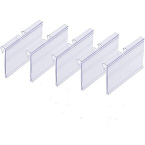 40PCS 60X42mm Clear Plastic Label Holders Shelf Labels Wire Shelf Label Holder Clip for Wire Shelf Retail Price Label,Basket Bin Labels Clip On,Labels for Storage Bins