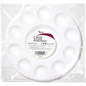 Cousin DIY Plastic Paint Palette with 10 Wells, 7 inch Round, White