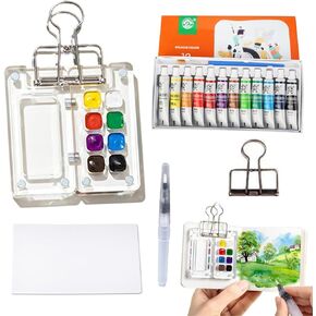 Pocket Artist Watercolor Travel Set,Mini Watercolor Palette,2024 New Paint Palette Travel Kit Mini Watercolor Paint Set,Upgrade Pocketartist Travel Set Mini Portable Watercolor Travel Set (8 Grid)