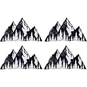4PCS Mountain Iron on Patches, Outdoor Adventure Embroidered Iron on Patches for Clothes, Custom Hiking Camping Applique for Men, Hats, Jeans, Jackets, Bags, Backpacks, Dress