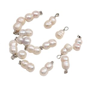 LE SKY 5 Pcs Baroque Pearl Pendants Peanut Shape Natural Freshwater Pearl Bead Charms for Jewelry Making Necklace Gift