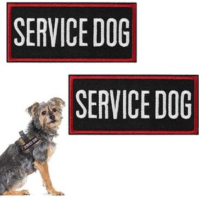 2Pcs Service Dog Patches for Harness, Emotional Support Dog Vest Patches with Hook and Loop, Black in Training Dog Patch, Working Dog Applique Tactical Dog Equipment for Collar Leash (4×2'')
