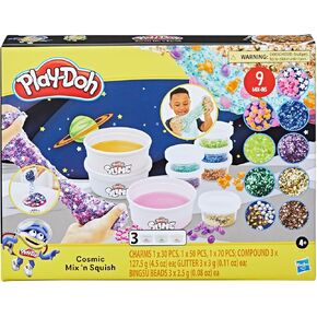 Play-Doh Slime Cosmic Mix 'n Squish Outer Space Toy Mixing Kit for Kids 4 Years and Up with 3 Colors and 9 Different Mix-ins, Non-Toxic