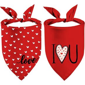 عيد الأم العيد الكلب Bandanas 2 حزمة ، أنا أحبك وشاحات الكلاب عيد الحب للكلاب الصغيرة المتوسطة الكبيرة