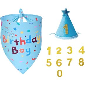 Sibba Dog Birthday Party Supplies Dog Bandana Bandana set puppy appy dog ​​boy girl girl birdginist party with the the the recum thructure legal class mediual dog dogs pet (blue)