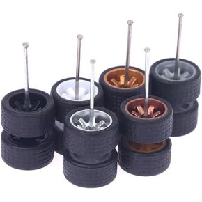 2Pcs Sliver Wheels Rims Tires Set Alloy 1:64 Wheels,Scale Alloy Wheels Rubber Tires,Model Alloy and Accessories Tires Wheel Rubber