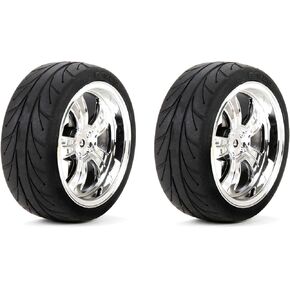Losi Mounted FR 5-Spoke Wheel Tire 54x26mm Chrome (2), LOS43038