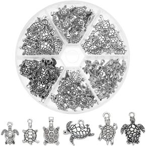PH PandaHall Tibetan Turtle Shaped Alloy Charms, Vintage Turtle Pendant Turtle Charms for Bracelet Necklace Jewelry DIY Crafting