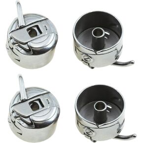 4pack Sewing Machine Bobbin Case - Stainless Steel Holder for Front Loading 15 Class Machines - Suitable for Household Sewing Machine - Sewing Bobbins Included"