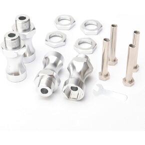 4 Pack Aluminum 12mm to 17mm Wheel Hex Hub Conversion Adapter Widener for 1/8 1/10 RC Car Upgrade Parts, Silver