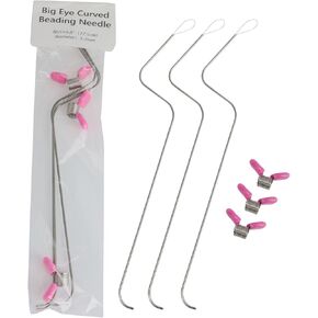 XGNG 1 Set (6 Pcs) Shaped Insert Beading Curved Needles Beading Needle Set Includes Beading Rotary Needle Straight Beading Needle and Threader for Jewelry Making Sequin Embroidery Craft DIY