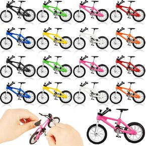 16 Pcs Mini Finger Bikes Miniature Bicycle Toy Extreme Sports Mountain Bike Metal Game Set for Kids Adults Creative Game Cake Topper Favors Gifts, 8 Colors
