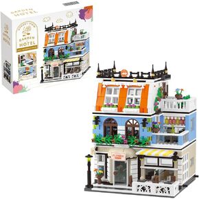 City Garden Hotel Building Sets,House Architecture Model Blocks Toys for Adults & Teens，1300 PCS Mini Bricks with LED