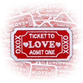Ticket to Love Iron On Embroidery Patches for Backpacks Hats Jeans Bags, Size 3" Sewing Patches, Ticket Appliques for Clothes, Embroidery Patches, Funny Valentine's Day Gift for Boys Girls