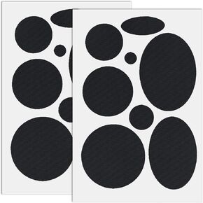 16pcs Down Jacket Repair Patches, Self-Adhesive Waterproof Puffer Jacket Patch, Round Oval Nylon Fabric Repair Tape for Coat Clothing Tent Sleeping Bags Ski Pants Holes Fixing- Black