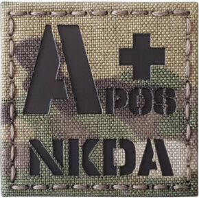 APOS NKDA A+ Blood Type 2x2 Tactical Morale Fastener Patch (Multicam)
