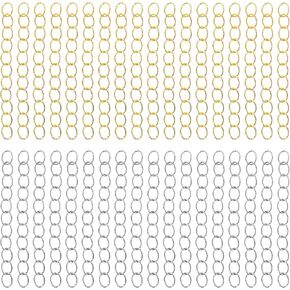 Mabor 200Pcs Chain Extender for Necklace, Necklace Extension, Gold Silver Bracelet Chain Extender Tails Removable Extension Chain for Jewelry Bracelet Anklets Making