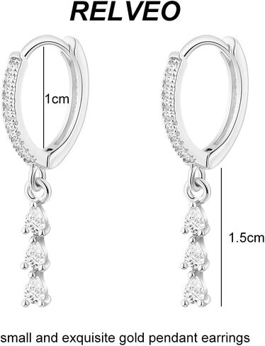 Gold/Silver Earrings for Women,Dainty 14k Gold/Silver Plated Small Hoop Earrings for Women CZ Diamond Dangle Drop Earrings Trendy Lightweight Huggie Hoop Earrings Jewelry Set in Kuwait