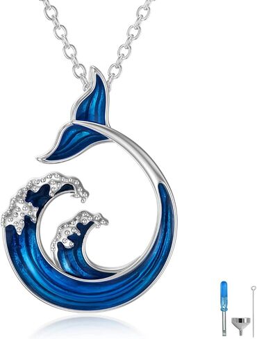 PELOVNY موجة Moonstone قلادة 925 فضة الحوت ذيل قلادة المحيط موجة قلادة مجوهرات هدايا للنساء in Kuwait