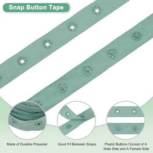 M Meterxity Plastic Snap Bush ، Snaps Snaps البلاستيك على بعد 2 ياردة ، خطاف الشريط البوليستر وملحقات البوليستر Popper Press Studer لخياطة/ملابس/نسيج DIY [مسافة أسود ، 25 ملم] in Saudi Arabia